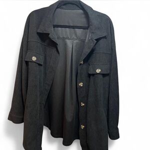 Women's Black Corduroy Shirt Jacket -Size L